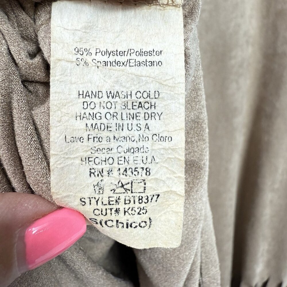 Black Bead Womens Faux Suede Fringe Sleeveless Tank Top Western Size S READ - Picture 7 of 7